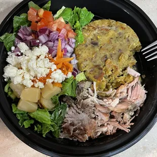Pork mofongo with salad
