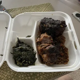 Ox tail rice and spinach