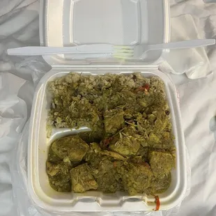 Curried Chicken Boneless  Double Rice &amp; Peas