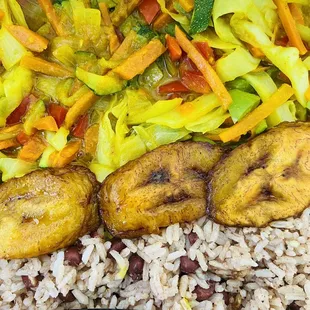 Veggie plate with coconut milk and curry.