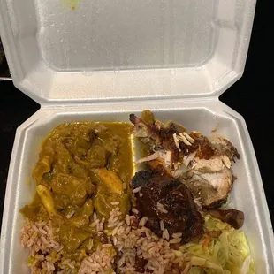 Curry Goat and Jerk Chicken (large)