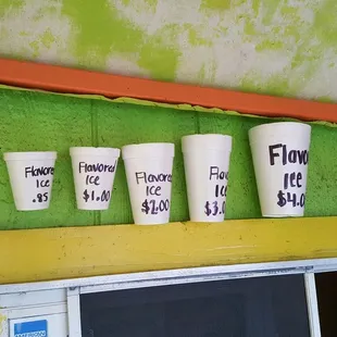 Snowcone sizes