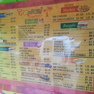 The menu, sorry for the glare, best angle I could get