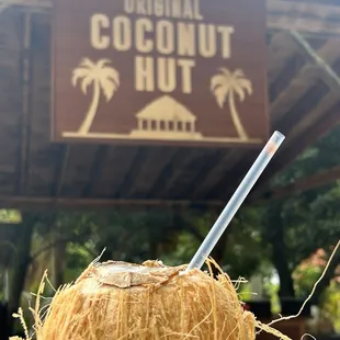 a coconut drink