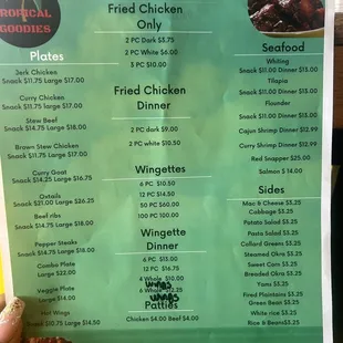 Food menu