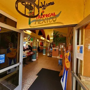 the entrance to the restaurant