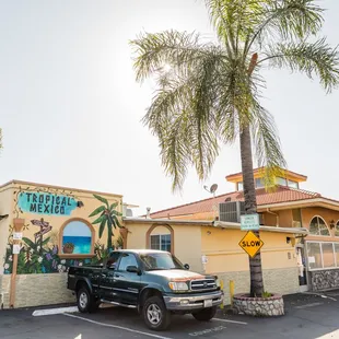 a truck parked in front