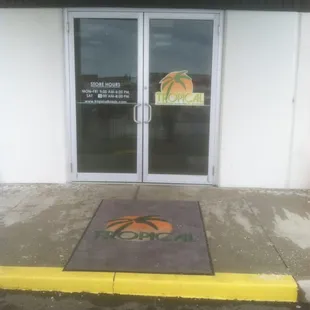 the entrance to a restaurant