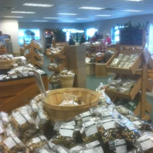 a display of various types of nuts