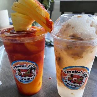 two drinks on a table