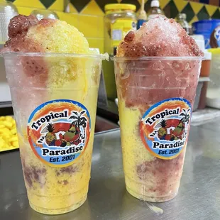 Raspado de fresa y vainilla