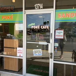 the entrance to the restaurant