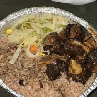 Oxtail Rice and Peas cabbage