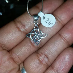 My one-of-a-kind birthday necklace. Celtic star knot! Beautiful!