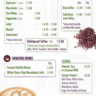 Coffee Menu