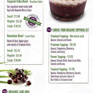 Acai Bowls Menu