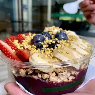 Small tropical tribe bowl with bee pollen and raw honey ($9)