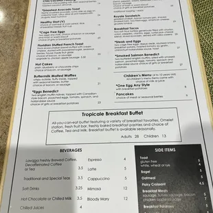Breakfast menu