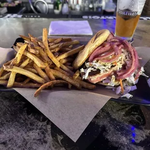 Ahi Tuna Sandwich and fries.