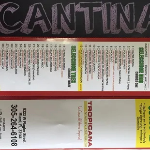 Cantinas 31$ + Tax Mon-Fri ... Friday Menu