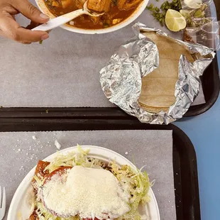 Menudo y Enchiladas de Pollo ( Menudo Soup &amp; Chicken Enchiladas)