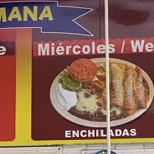 daily special wed are enchiladas