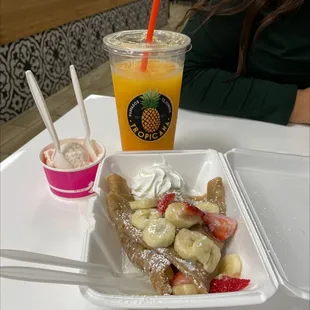 Cheesecake ice cream, Crepes, and PassionFruit Juice! All so amazingly good!