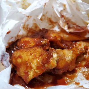 a close up of a piece of food