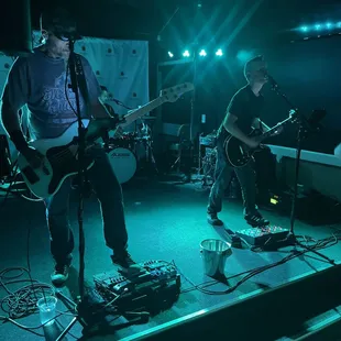 a band playing on stage