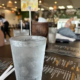 a glass of water