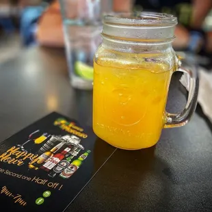 a jar of orange juice