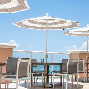 tables and umbrellas