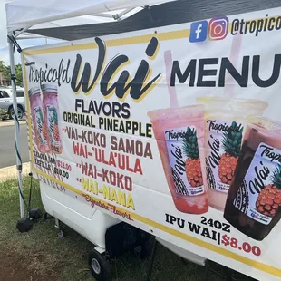 a sign for a hawaiian drink