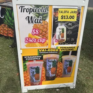 a sign for a tropical drink