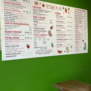 New menu prices as of July 9 2022