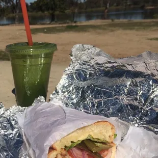 Breakfast torta w/ multi-green juice