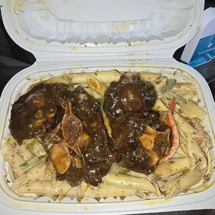 Rasta pasta with oxtail