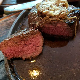 Medium Rare, tender and juicy. Not a fan of the space though.