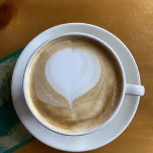 Hot latte with almond milk