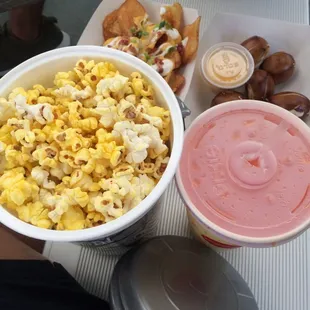 popcorn, large fanta, pretzel bites with cheese and tavern nachos. $18!