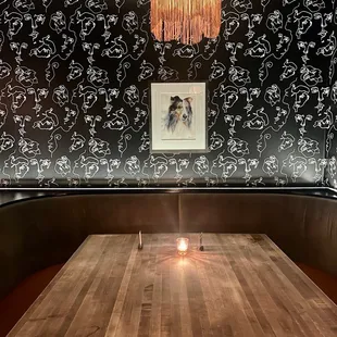 a table with a candle on it