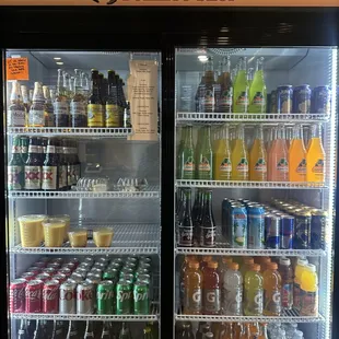 Our drink selection available in the fridge!