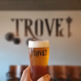 a hand holding a pint of beer