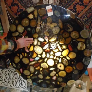 Wow - epoxy resign and cut stones!  A table top?  A big window display?