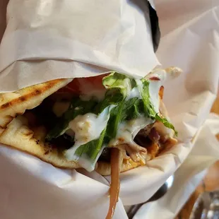 Lamb souvlaki wrap (very hot)