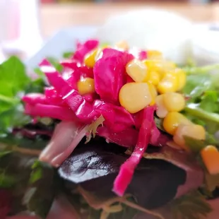 a colorful salad on a white plate