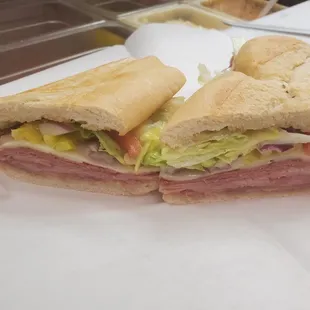 a sub sandwich cut in half