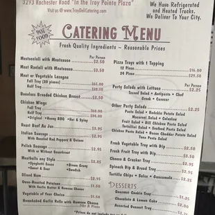 menu
