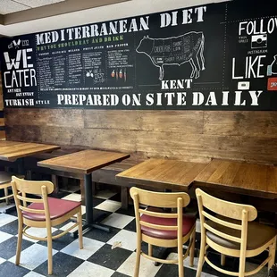 tables and chairs in a restaurant