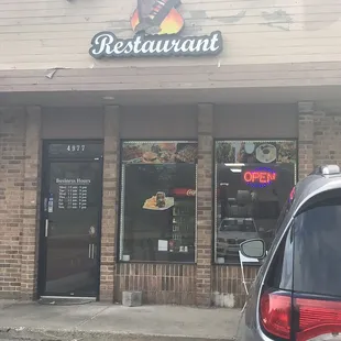 the front of the restaurant